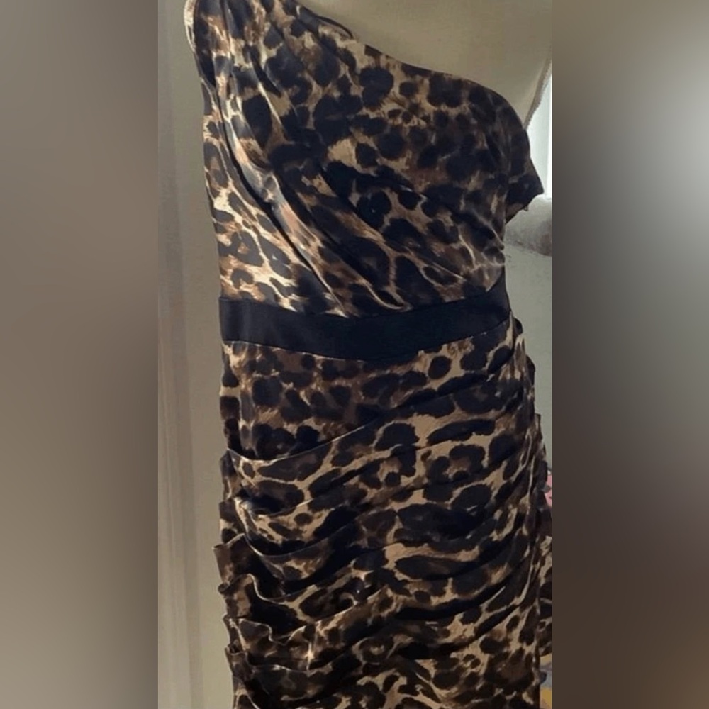 Snap Plus Size Womens zipper sides animal print cold shoulder dress size 16W pre - Picture 14 of 14